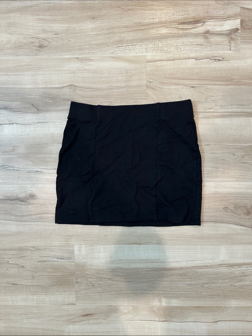 Black Fabric Mini Skirt